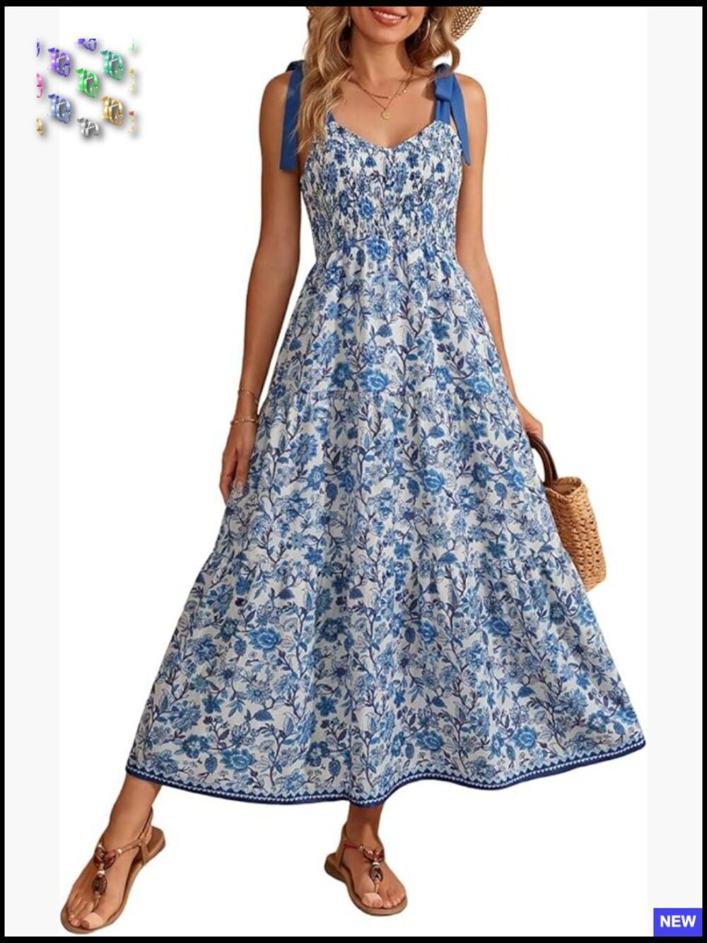Floral Maxi Dress Boho Chic Summer Casual Beach Sundress Adjustable Straps